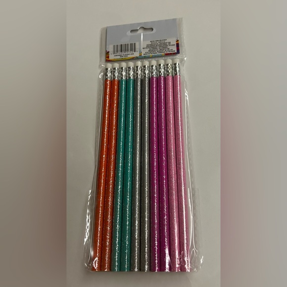 New 10 Jot Glitter Pencils Percil Pink Purple Green Orange Erasers made Vietnam - Picture 5 of 9